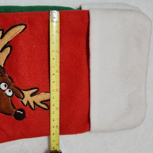 2 Dan Dee Santa Reindeer Christmas Stockings applique holiday whimsy 2011 - Picture 7 of 12